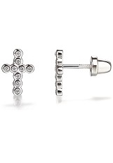 catchy small silver cubic zirconia cross baby earrings